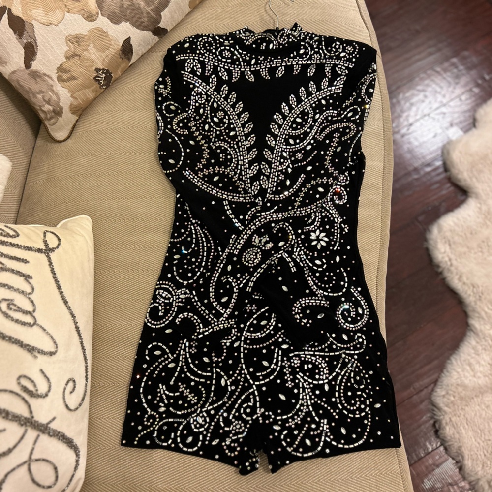 Banjul Black/Silver sheer romper